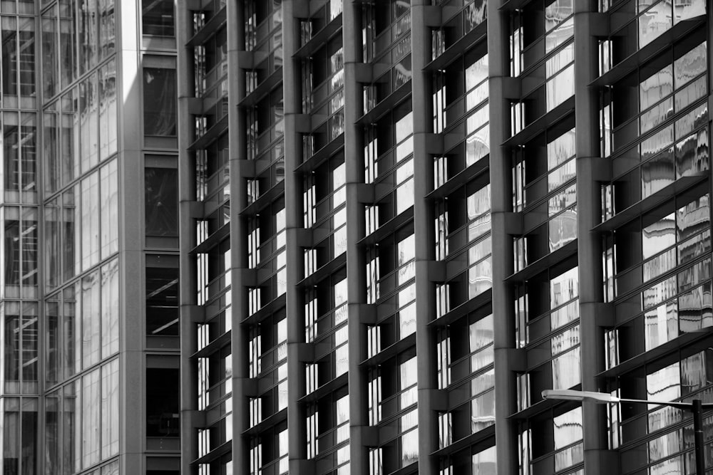 a black and white photo of a tall building