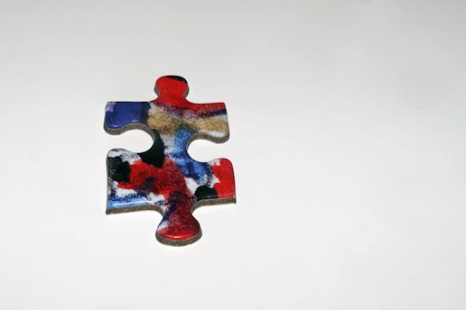 A cheerful cartoon puzzle piece snapping into place on a bright background.