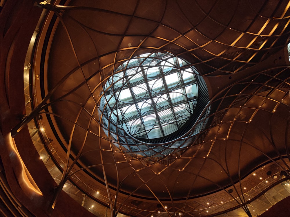 a circular window in the ceiling of a building