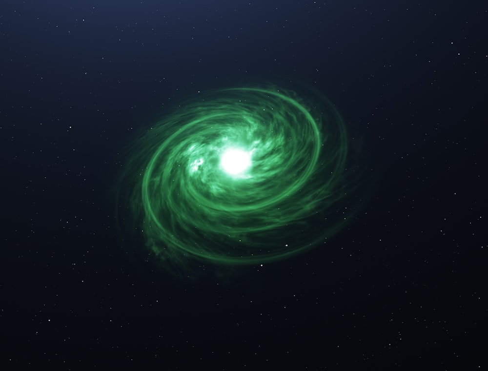 an artist's impression of a green spiral in space