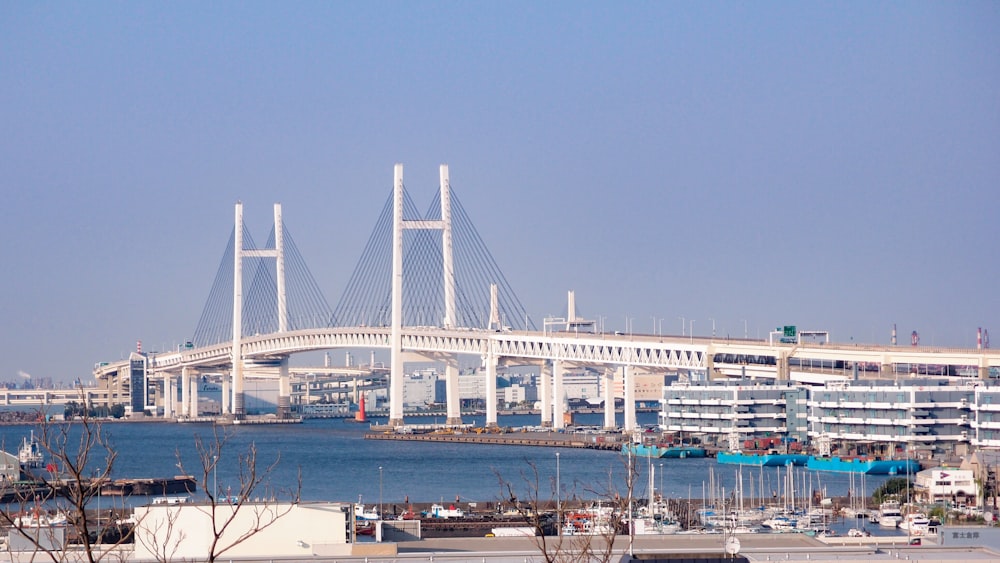 a large bridge spanning over a large body of water