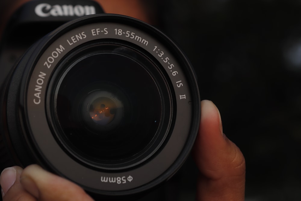 a close up of a person holding a camera