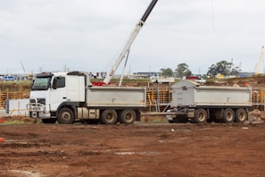 A fleet of trucks ready for construction transportation.