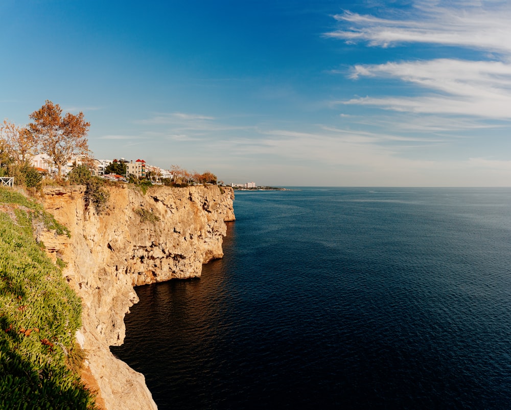 a view of the ocean from a cliff