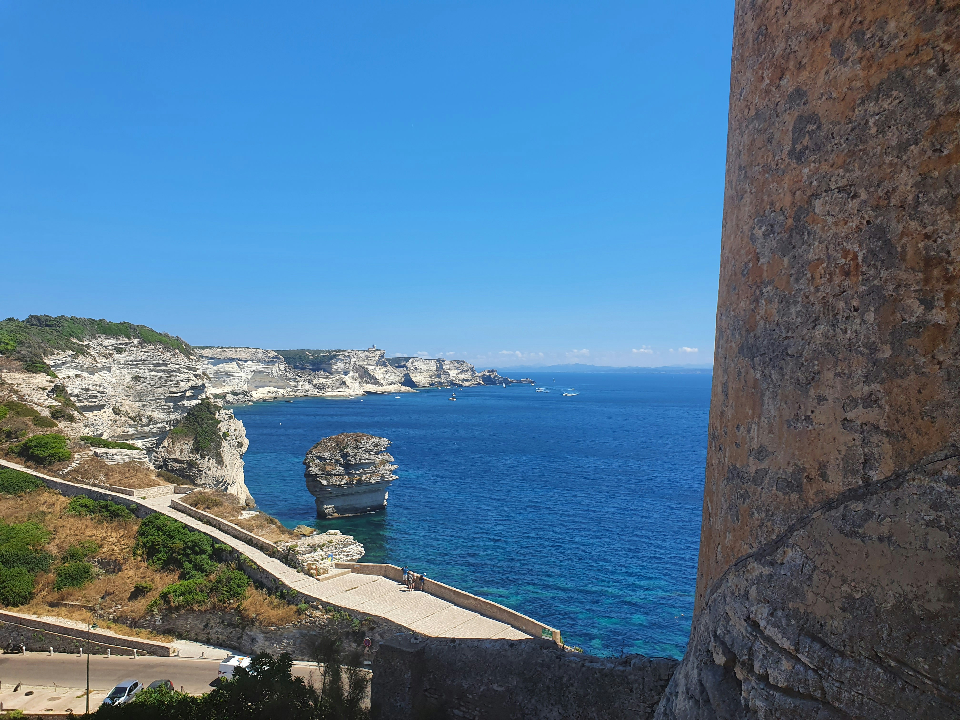 a view of the ocean from the top of a tower