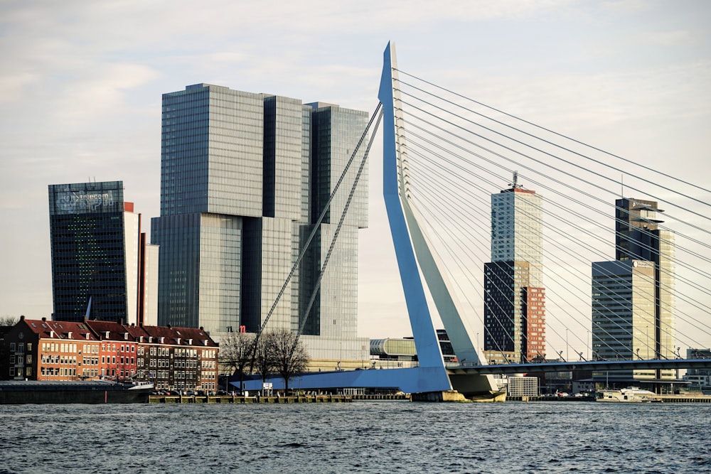 a very tall bridge over a body of water