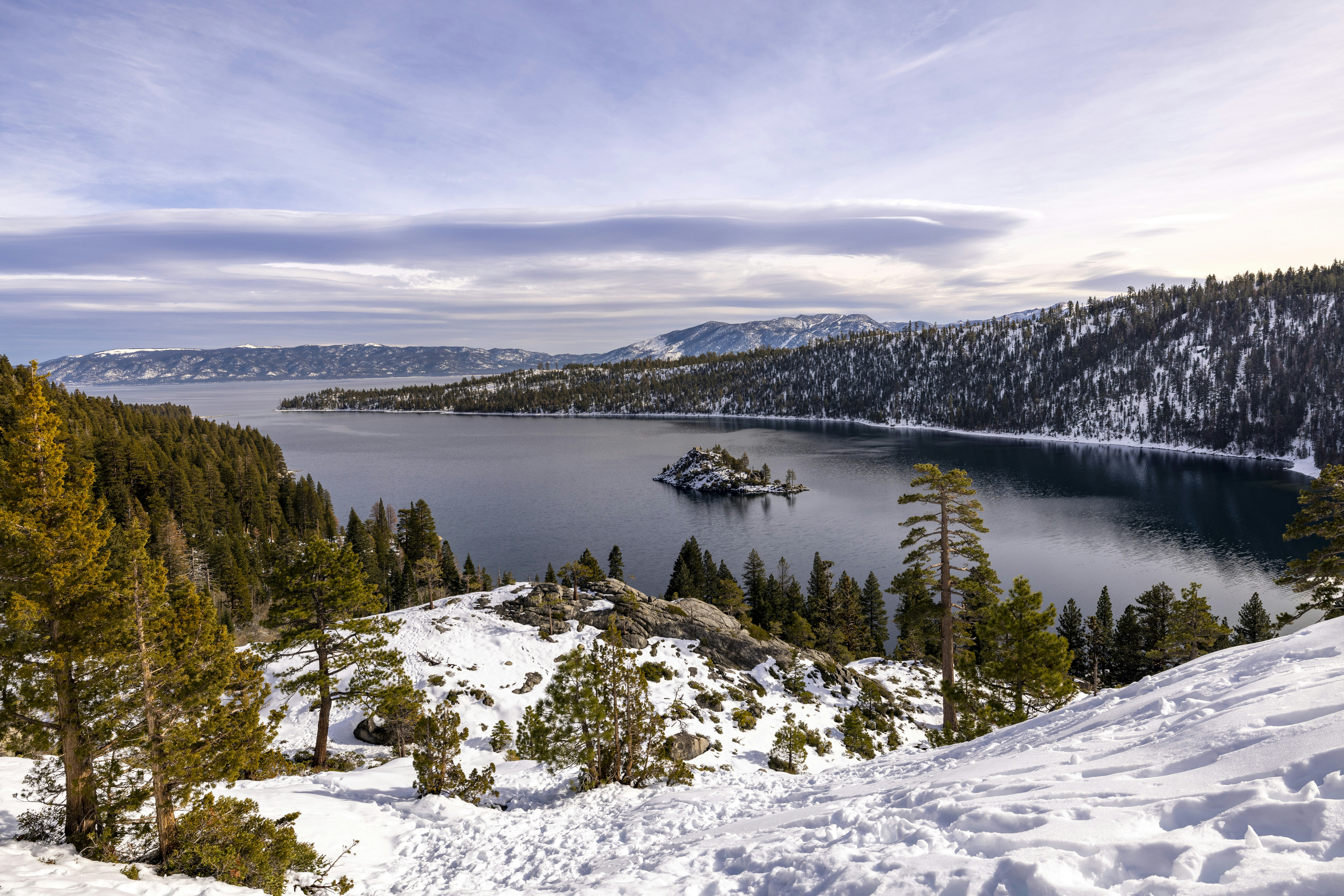 Snowy downtown Truckee during Christmas with holiday lights and winter events near Truckee homes for sale