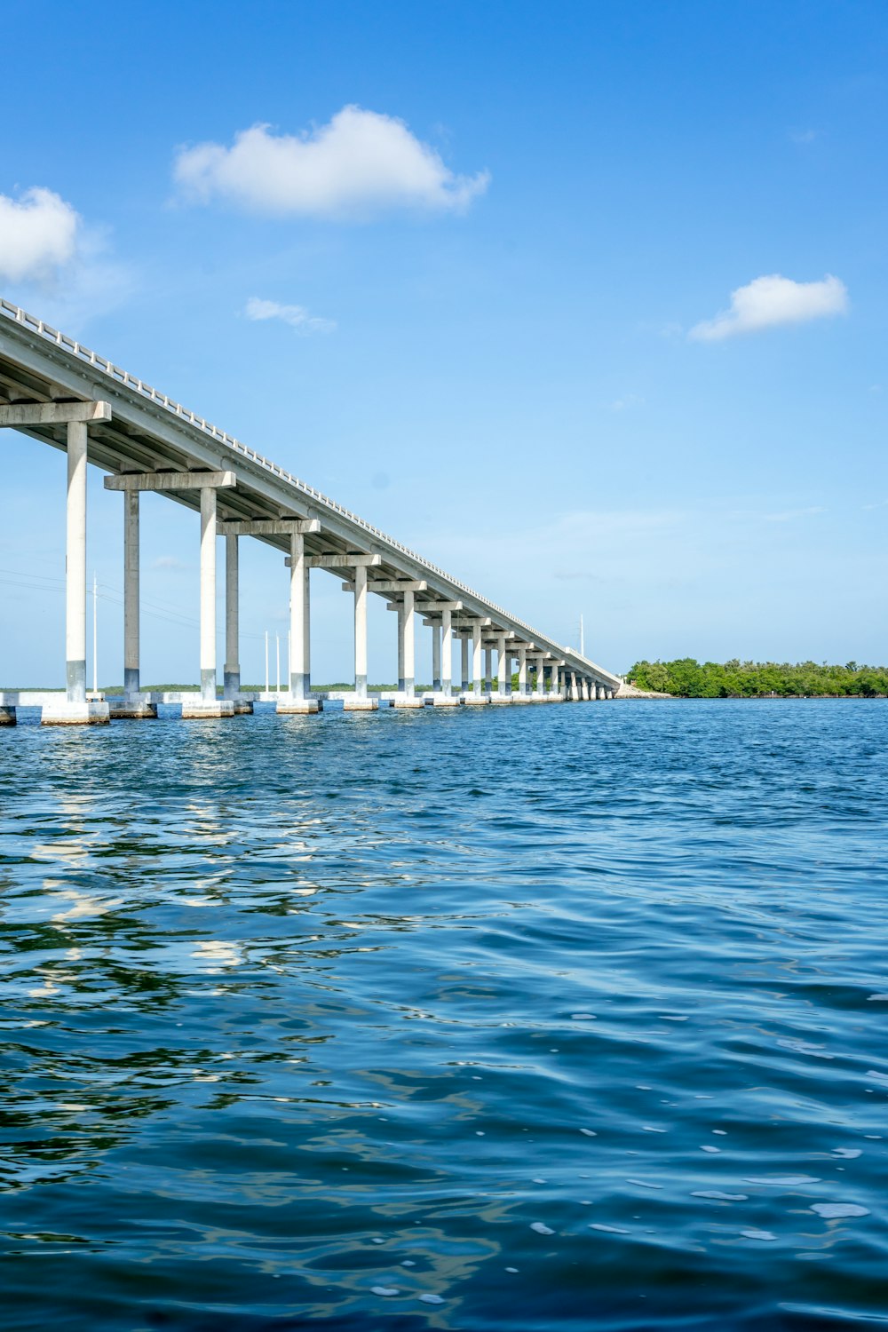 a long bridge over a large body of water