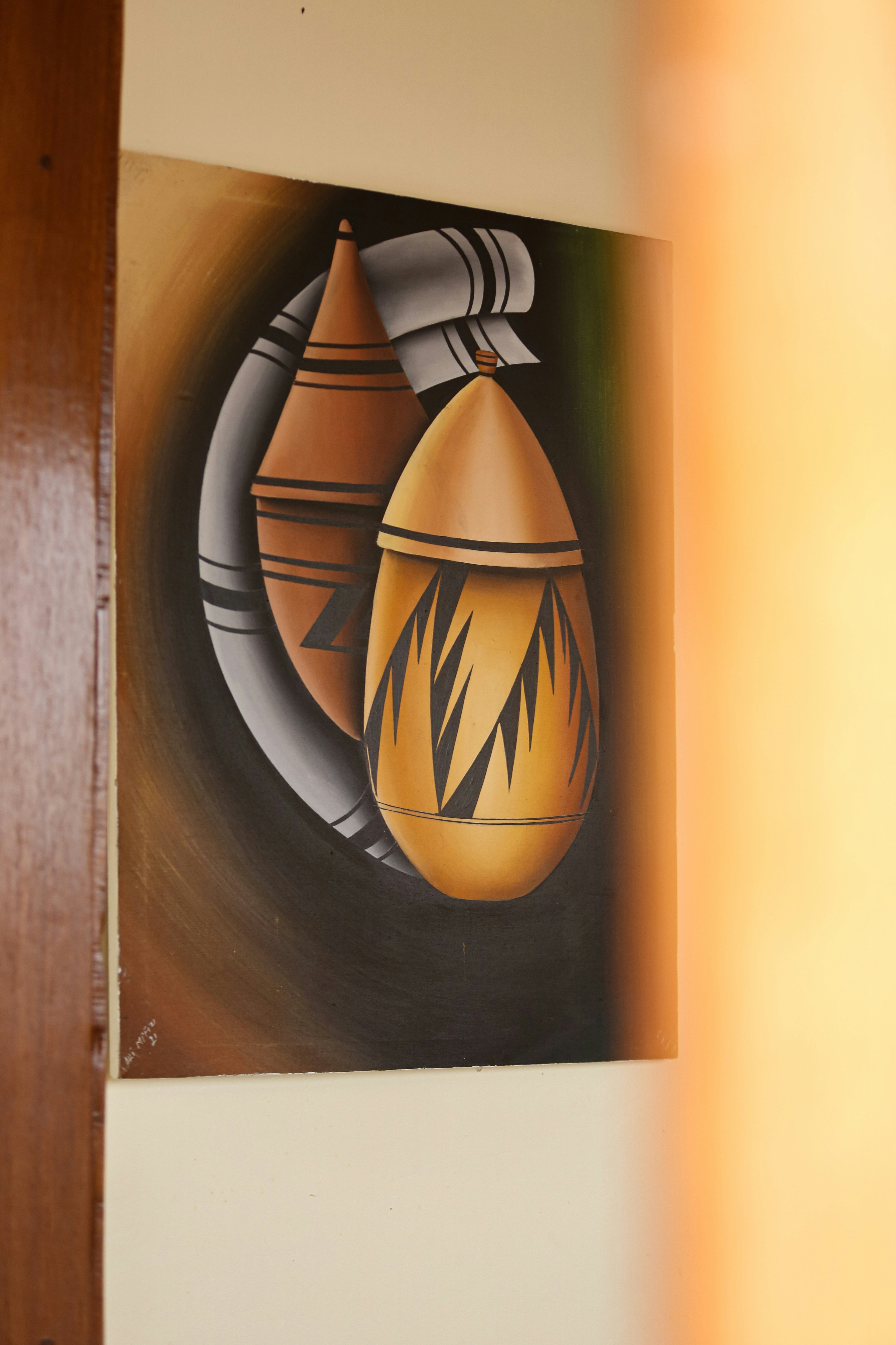 Custom artwork hanging on a wall