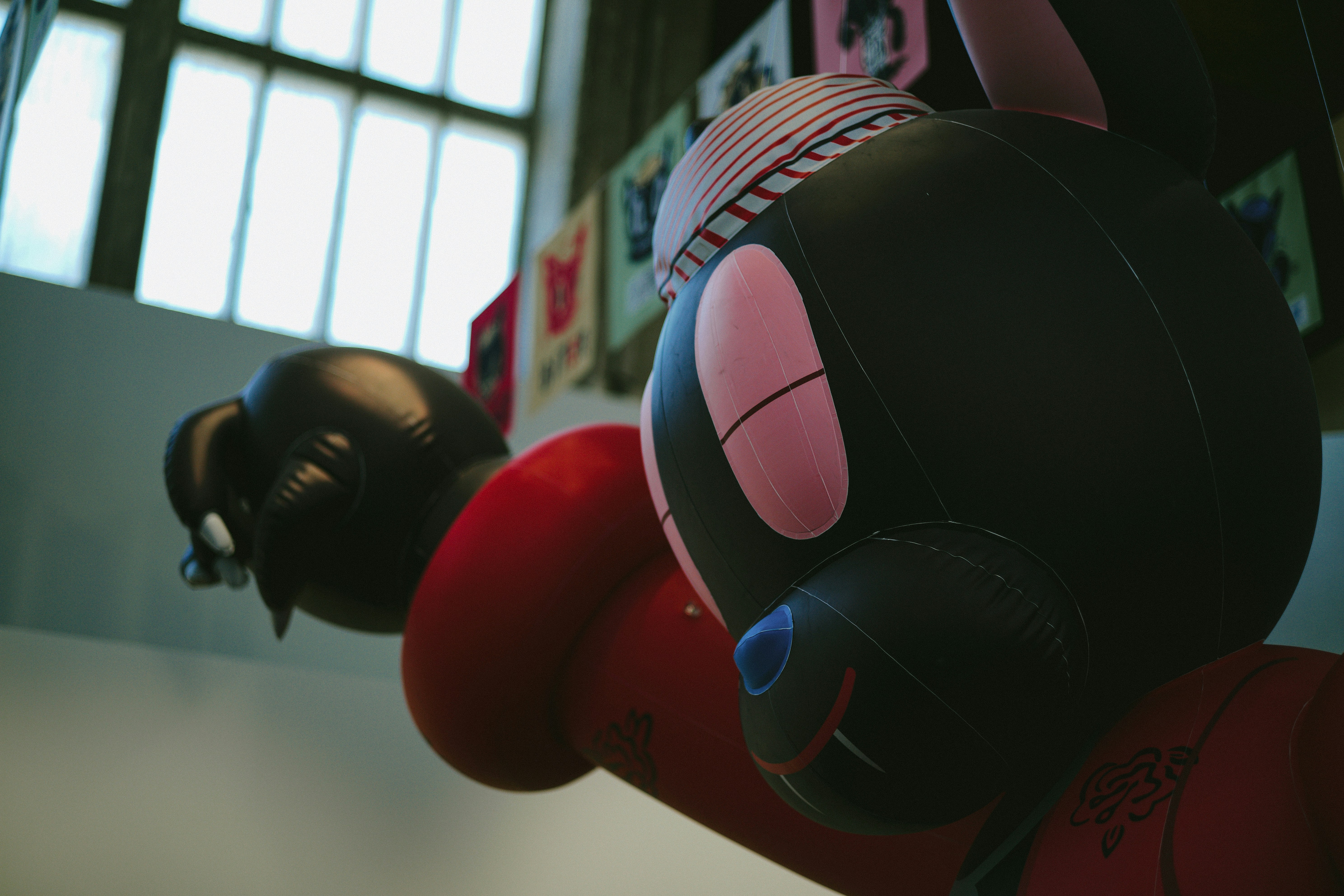 a close up of a stuffed animal near a window