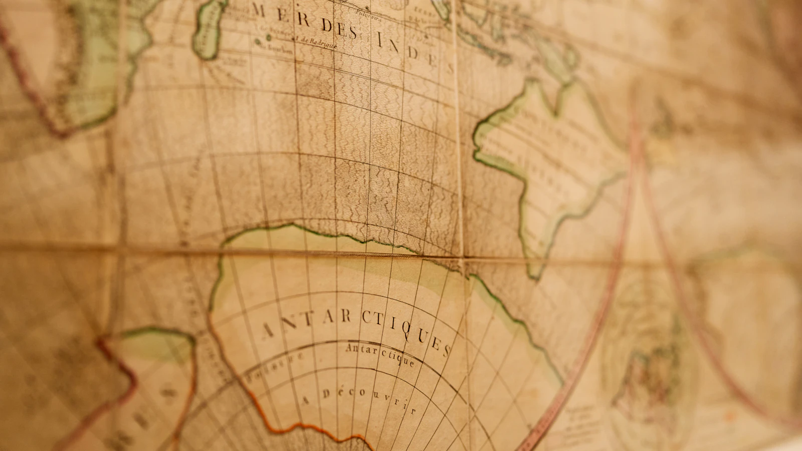 Extreme close-up of a printed world map