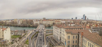 a view of a city with a river running through it