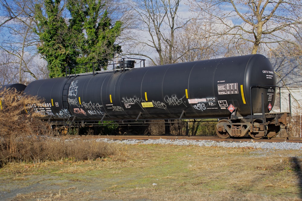 a train car with graffiti on the side of it