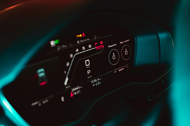 A sleek digital dashboard displaying live football scores and match updates with neon accents.