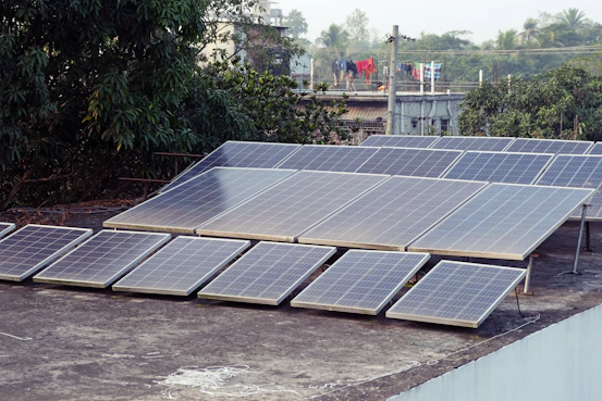 An image showing a solar energy collector on a rooftop.