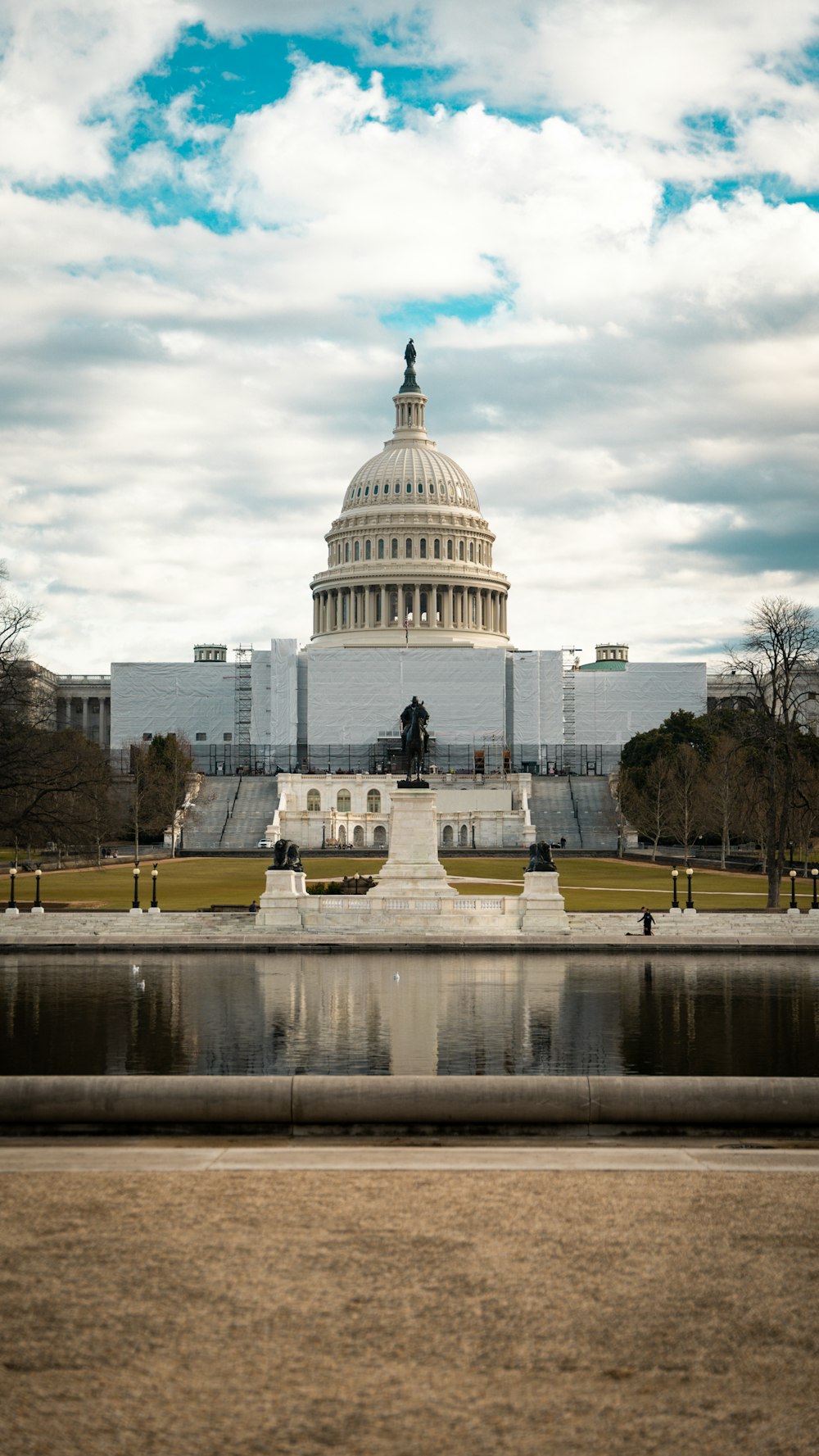 a view of the capitol building from across the water