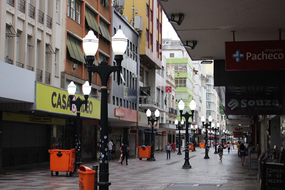 a city street filled with lots of tall buildings