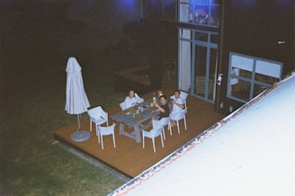 A family enjoying a bug-free evening on the patio.