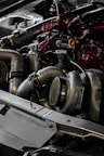 a close up of the engine of a car