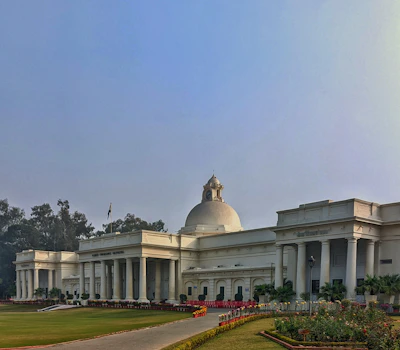 Front view of Virendra Prakash Law College building bathed in morning sunlight.