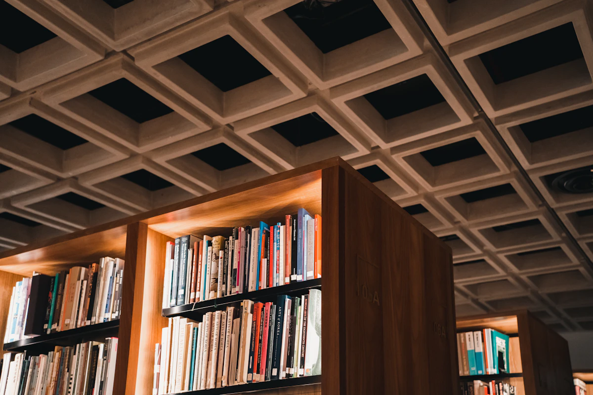 Shelves of books in a law library