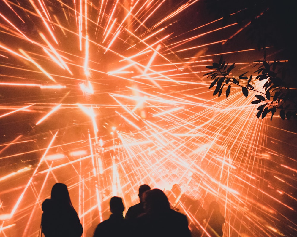 a group of people watching a firework display