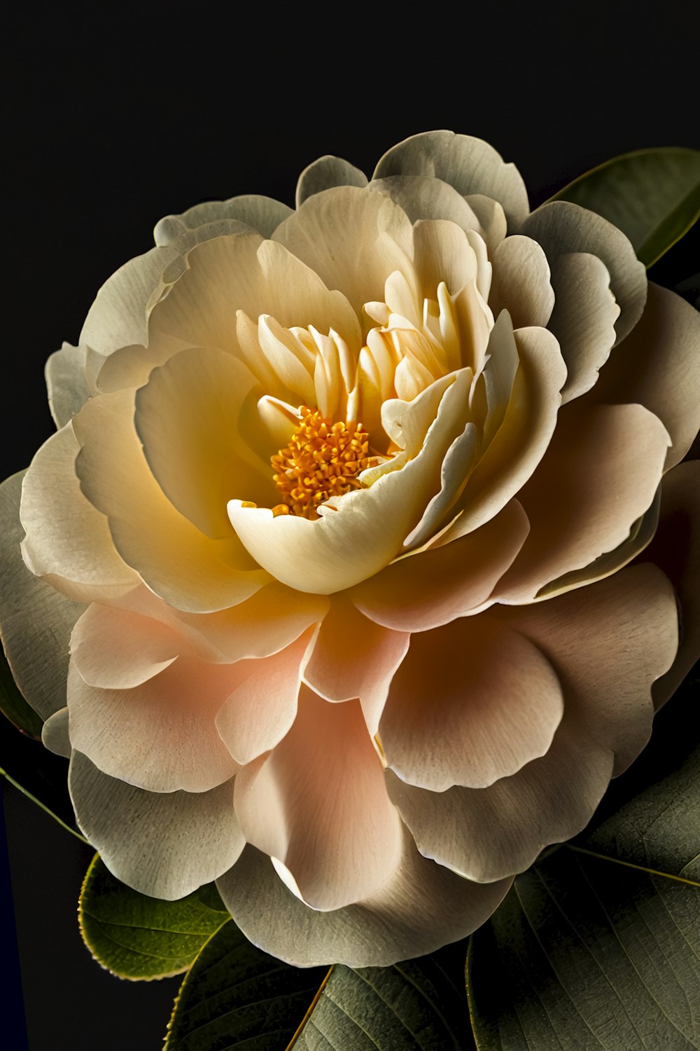 a close up of a flower on a black background