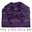 A crumpled dark purple fabric with light purple horizontal stripes and black fringes along the bottom edge. The scarf has a soft texture and appears to be loosely woven.