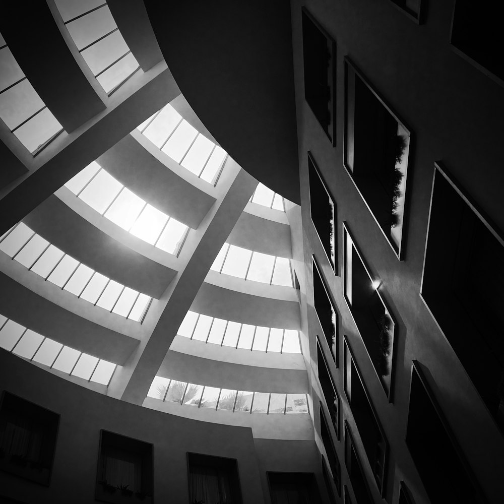 a black and white photo of the inside of a building