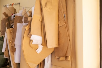 sewing patterns on a clothes line