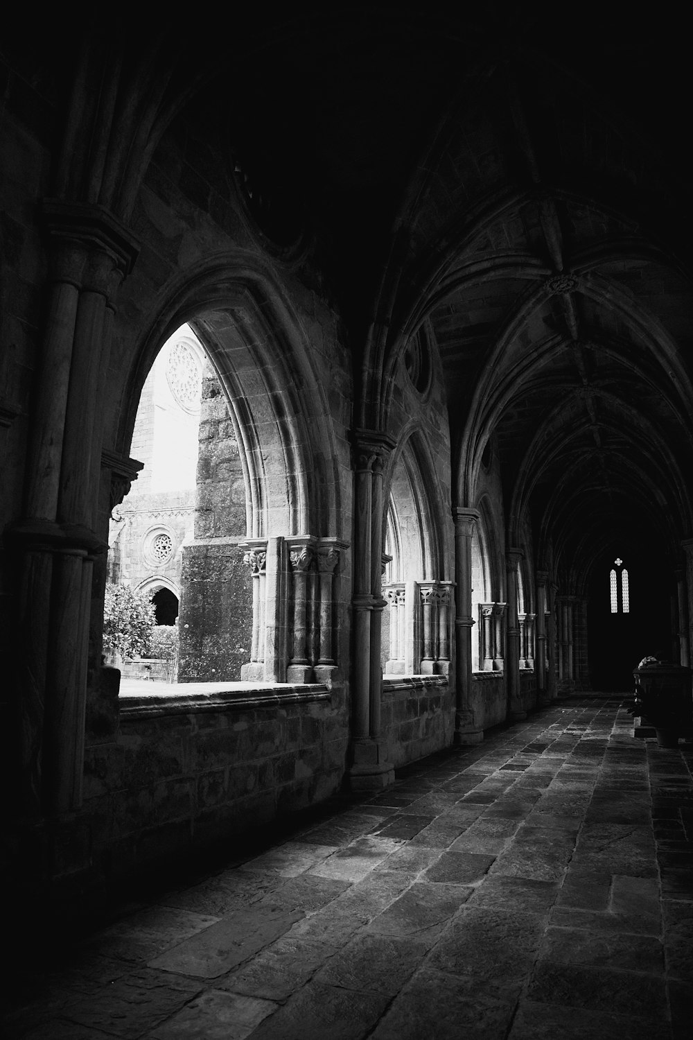 a black and white photo of an old building