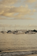 a group of boats floating on top of a body of water