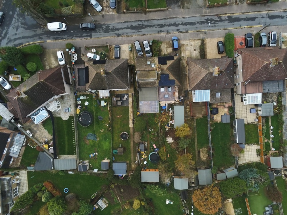 an aerial view of a neighborhood with lots of houses