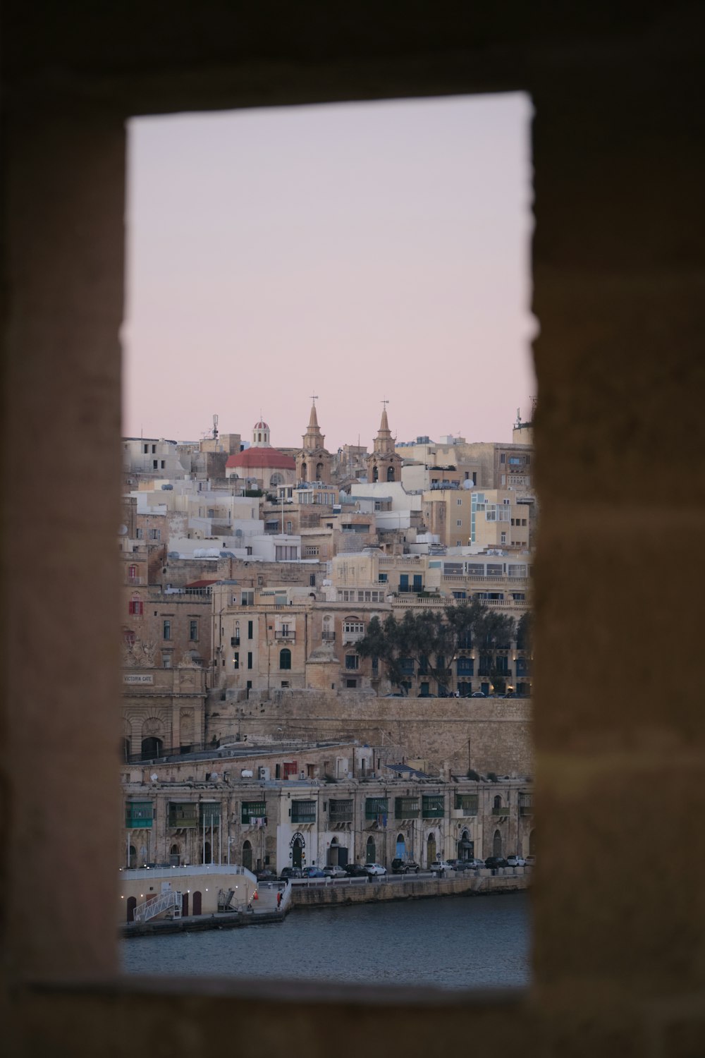 a view of a city through a window