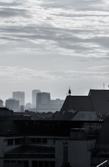 a black and white photo of a city skyline