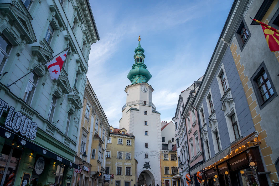 Cozy urban street view in Bratislava