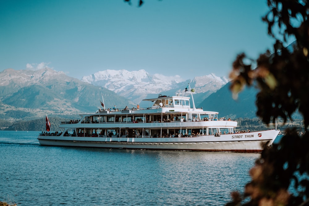 a large white boat on a body of water