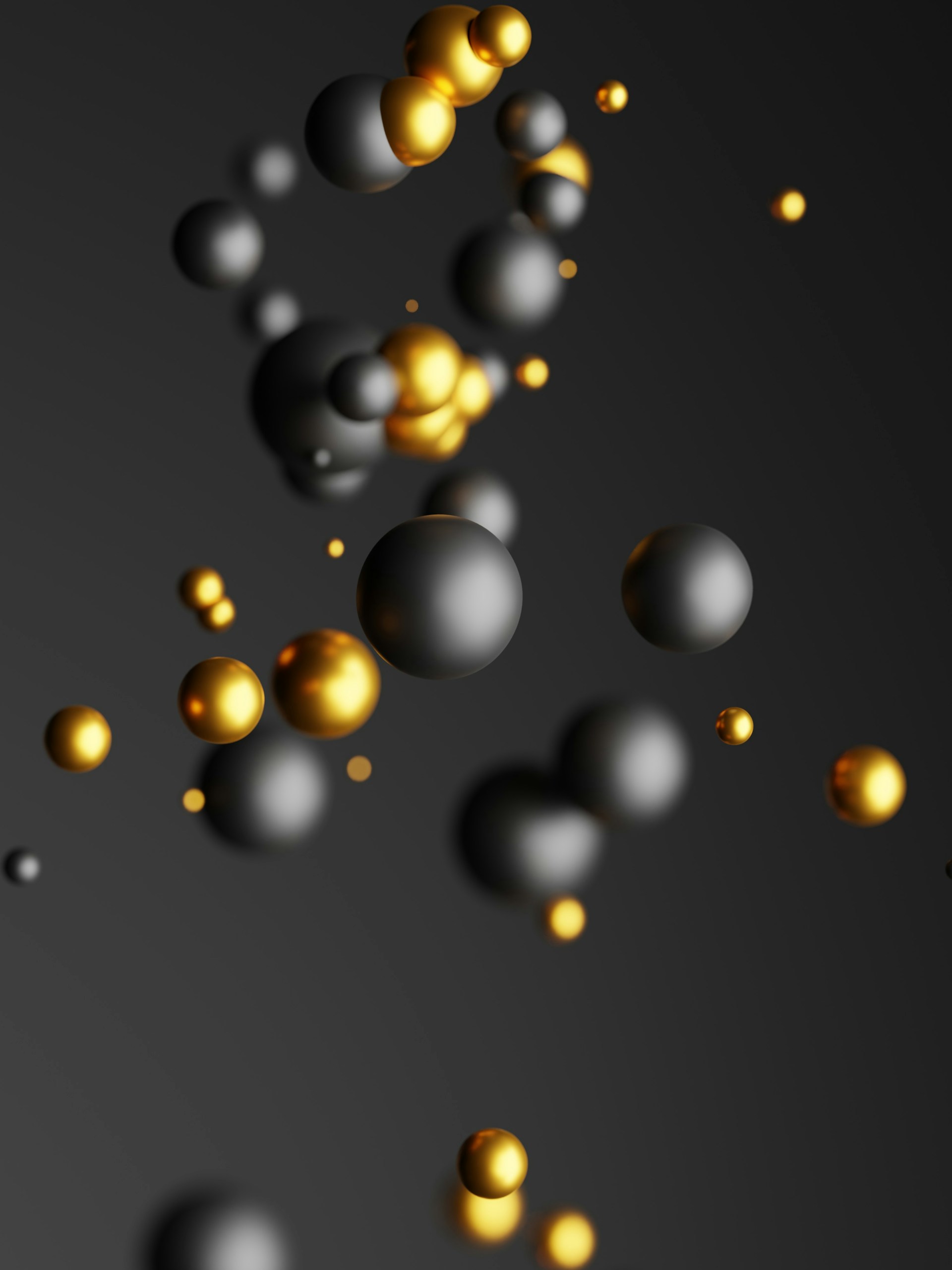 a bunch of balls floating in the air