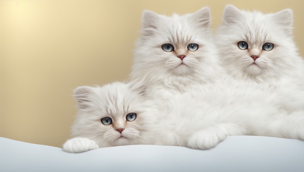 a couple of white cats sitting next to each other