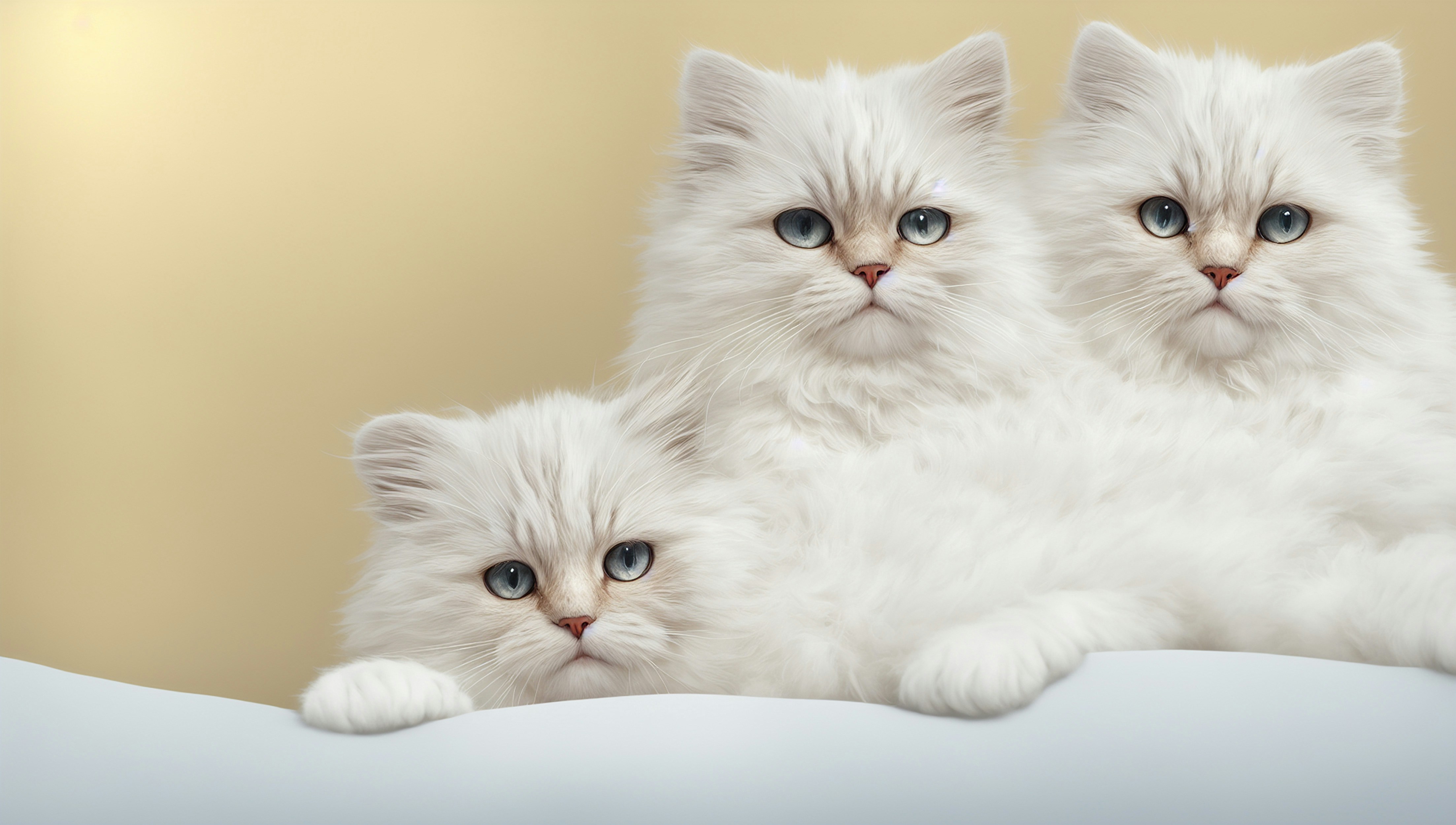 Siberian cats. Desktop wallpaper. 3D render