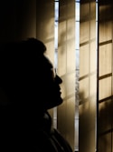 a silhouette of a man in front of a window
