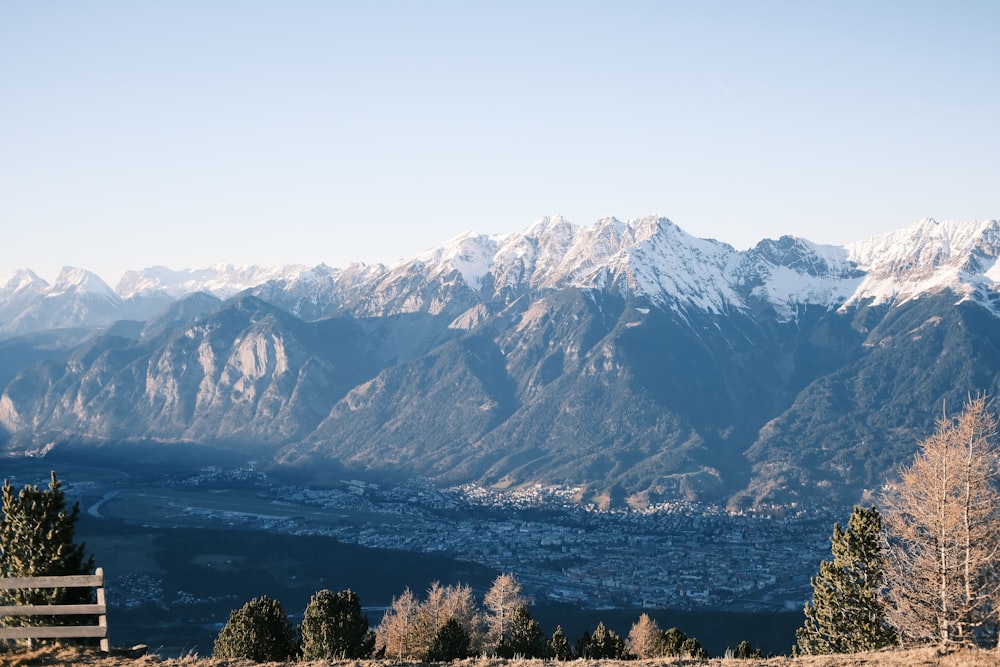 a bench on top of a hill overlooking a valley