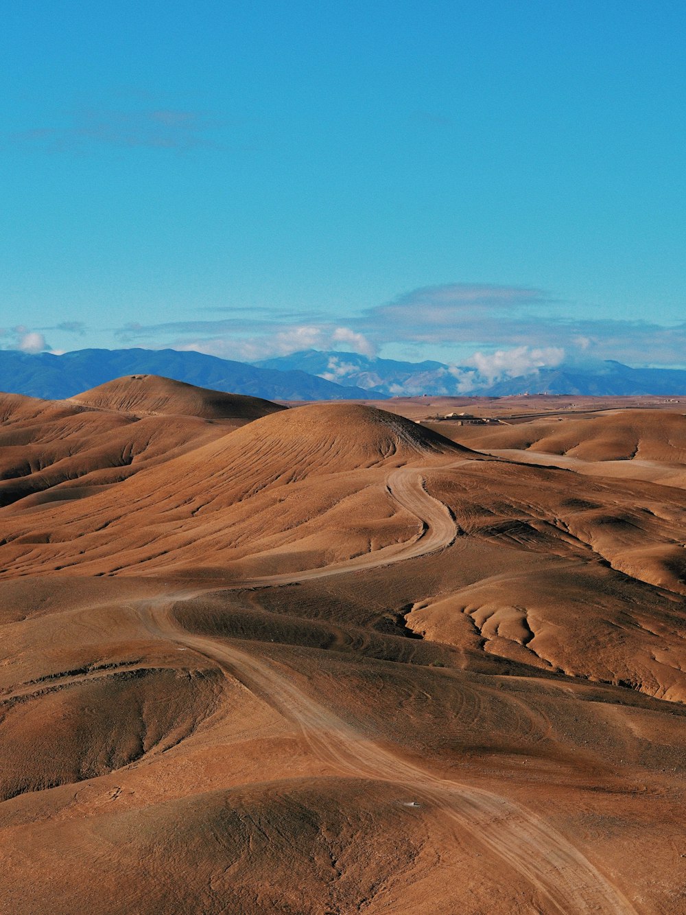 a view of a desert landscape with mountains in the distance