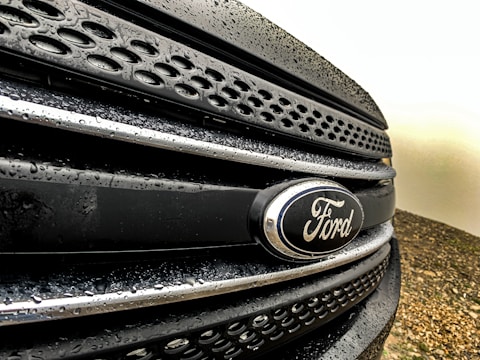 Close-up of Ford Ranger's front grille with shining chrome details