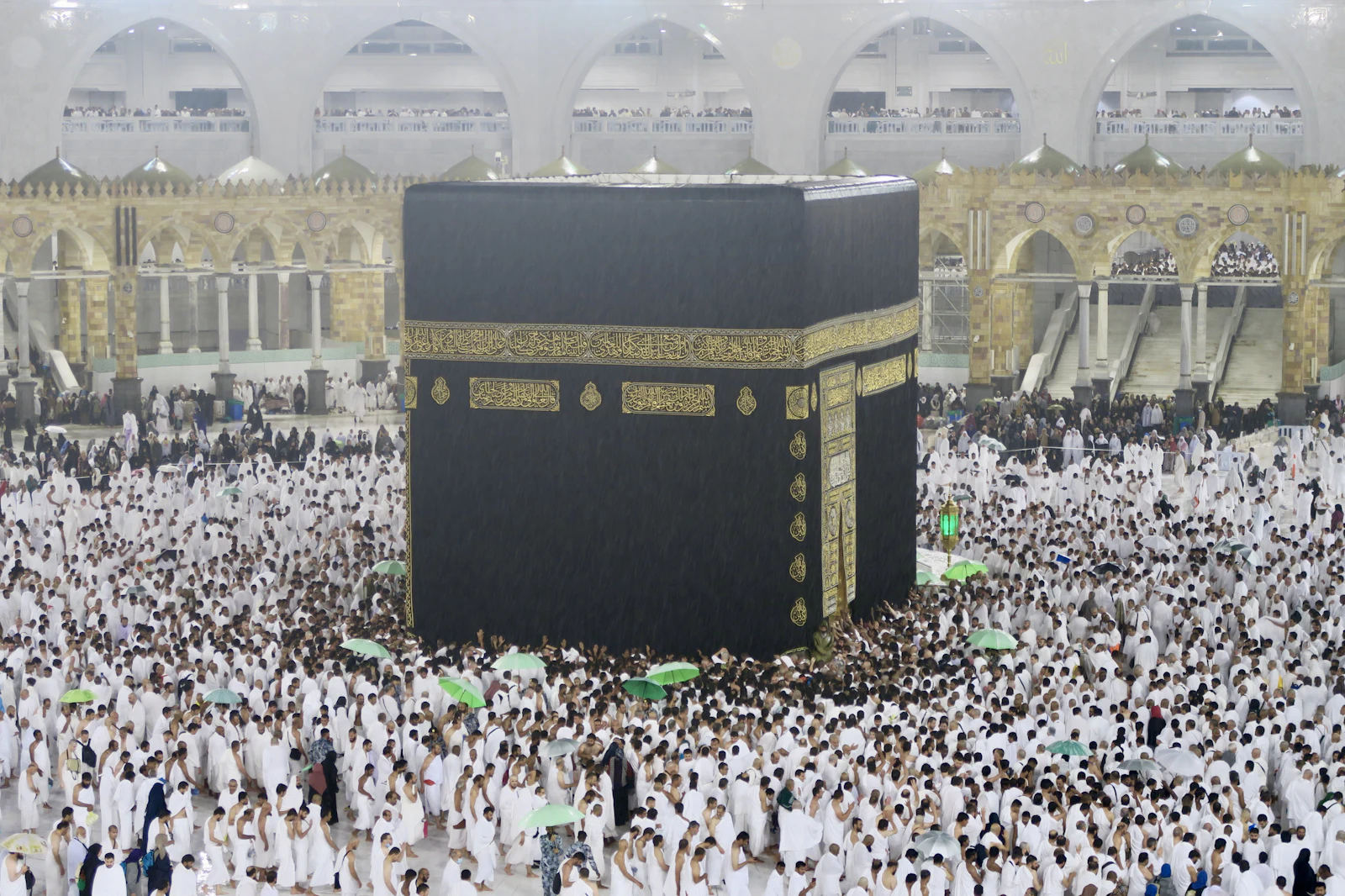 Crowds around the Kaaba at Masjid al-Haram, Makkah