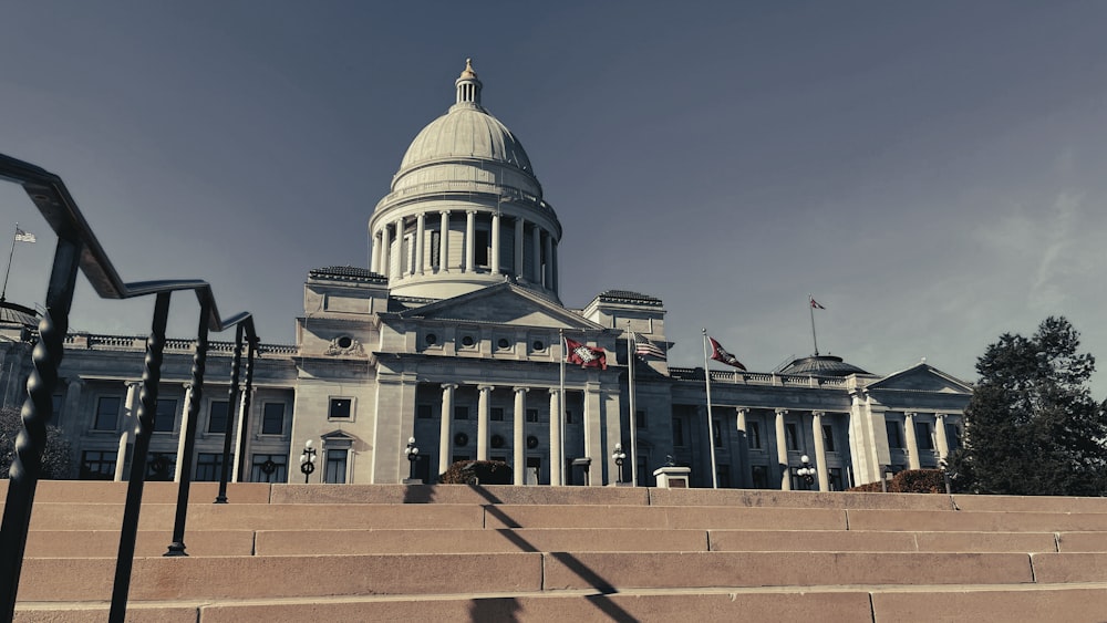 a large building with steps leading up to it