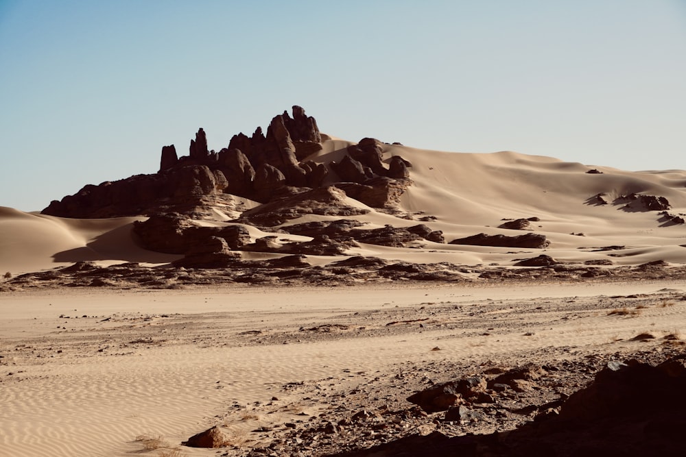 멀리 산이있는 사막 풍경