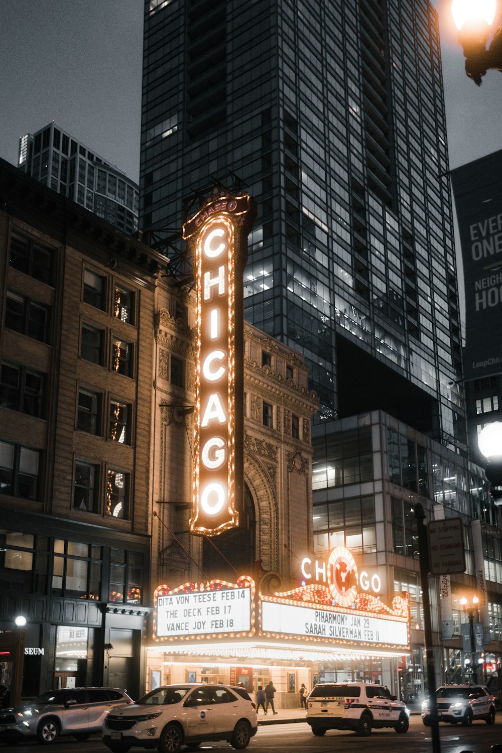 a large building with a sign that says chicago