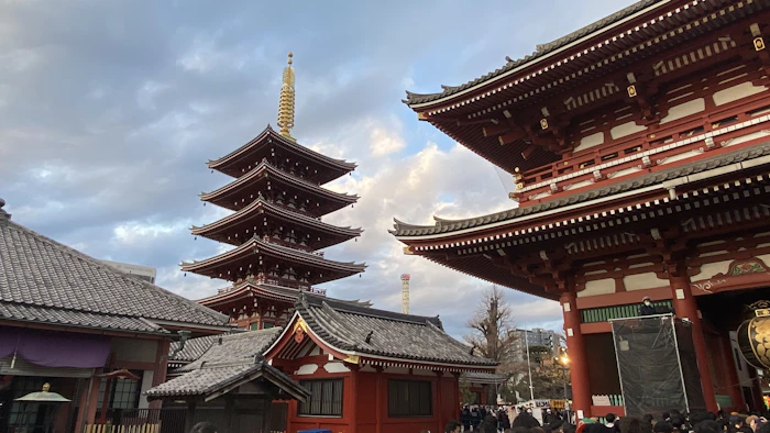 The five-storey pagoda at Senso-ji