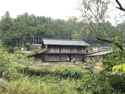 A newly built wooden house in a peaceful Japanese neighborhood during daytime.